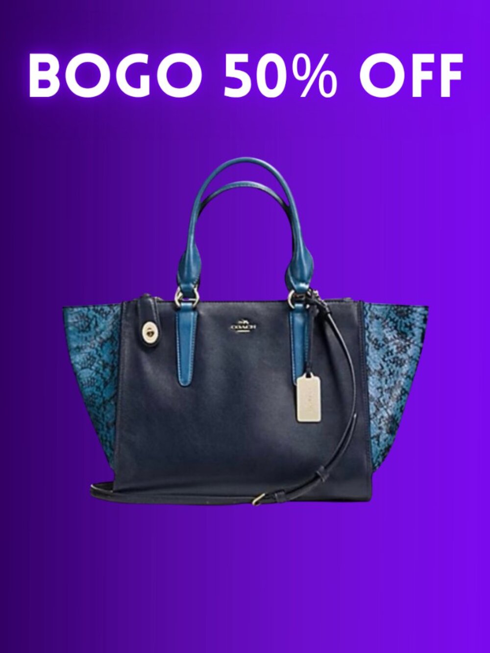COACH Crosby Carryall in Dark Blue, Great Condition